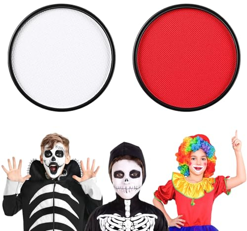 IWTBNOA Kinderschminke Set, Halloween Gesicht Schminke Rot Weiß, Karnevalsschminke, Fasching Schminke Kinder, Fasching Gesichtsfarben, Bodypainting für Halloween Karneval Clowns Cosplay Make-Up