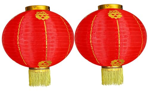 2pcs lanternes Chinoises, lanternes Chinoises Rouges 12 Pouces suspendues en Papier Rouge Lanternes, Pliage de lanternes du Nouvel an Chinois, Grandes lanternes en Papier pour la célébration du