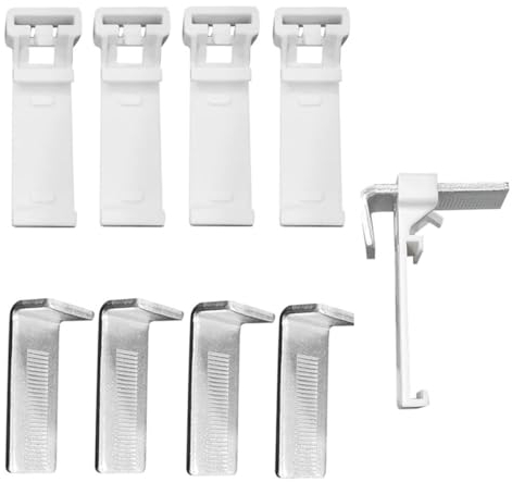 MQLSAERI Confezione da 8 Supporti a Morsetto per Tende a Rullo,Supporti a Morsetto,Supporti a Morsetto Doppi per Tende a Rullo per Tende a Rullo, Senza Fori necessari,Supporto a Morsetto PVC - Bianco