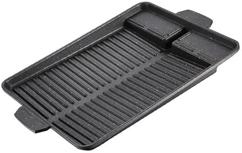 Placa de barbacoa 32 x 26 cm Placa de estufa revestida antiadherente portátil Placa de barbacoa coreana rectangular