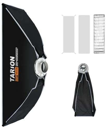 TARION Softbox Fotografico Bowens Pieghevole: Rettangolare Soft Box Sgancio Rapido Portatile con Griglia a Nido per Studio Flash a Slitta Diffusori Illuminazione(30x120cm)