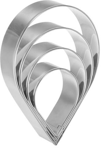 sourcing map Teardrop/Raindrop Cookie Cutter Set Assorted Sizes Stainless Steel Water-Drop Rose Flower Petal Cookie Cutters Molding for Pastry Fondant Cake Cookie