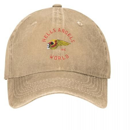 YCYLYLYC Unisex Baseball Hell Angel World Logo Baseballmütze für Männer und Frauen Distressed Denim Mütze für Motorrad Verstellbar Fit Vintage-Stil für Aktivitäten Golf Hüte Laufkappe mit