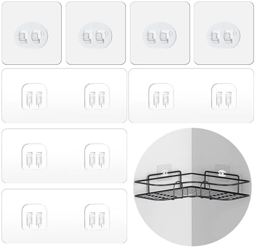 WY LIGHTING LEVEL 8 Stück Dusch Caddy Klebe Ersatz Stark Klebende Aufkleber Haken für Eck Dusch Caddy Badezimmer Regal Korb Seifenschale Hängehaken Küchenzubehör Ohne Bohren