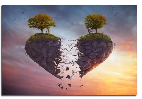 Liebe Baum Pause Poster und Druck Leinwand Malerei Landschaft Himmel Poster Wandkunst Bild for Wohnzimmer Dekoration(60X90cm no frame)