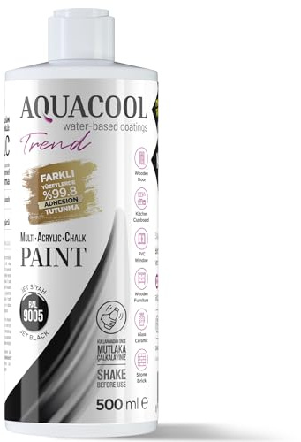 Aquacool Trend MAC paint - Furniture, cabinets, tiles, countertops No primer or varnish needed 16.9 Fl Oz (RAL 9005 Jet Black)