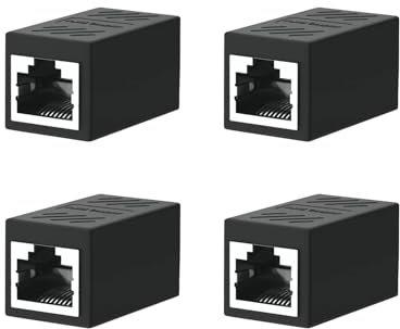 Bealuffe Accoppiatore RJ45 Femmina a Femmina, 4 Pezzi Giunto per Cat6/Cat5e/Cat5, Adattatore LAN Estensore di Rete