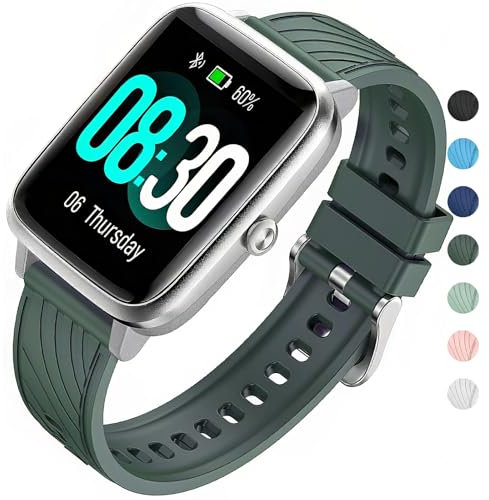 OUTPUTBT Cinturino 19mm per ID205L Sportivi Silicone Cinturini per Veryfitpro Smartwatches GRV FC1,Fitpolo H205L,Hama 4900/5910,UMIDIGI Uwatch3,Vowtop ID205U,ZOSKVEE 205G,Blackview SW01 Uomo Donna