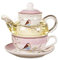 yasoe CéRamique Fleur ThéIèRe Fleur Oiseau Tasse Soucoupe en Verre RéSistant Une la Chaleur Pot Ensemble Tasse Une Café AprèS-Midi Thé Thé Ensemble Rose