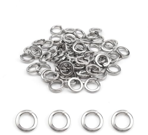 WJUAN 100 Piezas M8 Arandelas de Resorte, Arandelas Grower Freno de Resorte, Arandela Elástica de Acero Inoxidable M8, para Proyectos de Bricolaje, Reparación de Muebles, Bloqueo con Tornillos