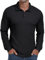 Sailwind Polo Shirts for Men Long Sleeve Tops Texture Knitted Polo Golf Work T Shirt with Buttons (Black, XL)