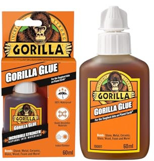 Bobzo G0rilla All Purpose High Strength Glue 60ml - Waterproof, Bonds Stone, Metal, Wood, Glass & More - High Strength, Water Activated, 100% Waterproof with Anti-Clog Cap & Glove