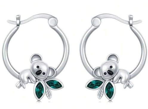KUMSODE Koala Tier Creolen Ohrringe für Frauen Mädchen 925 Sterling Silber Koala Ohrringe Faultier Ohrringe Hypoallergen Huggie Creolen Ohrringe Geschenk zum Valentinstag Geburtstagsgeschenk