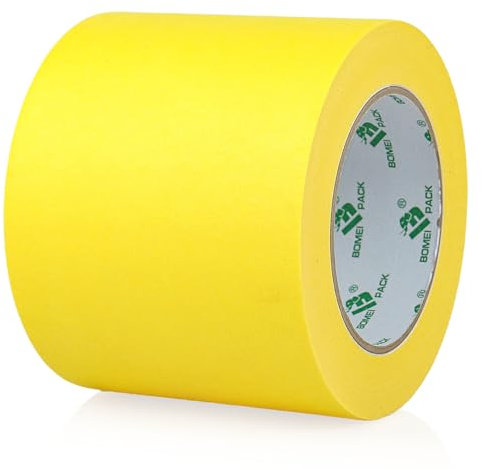 BOMEI PACK Gelb 100 mm x 50 m Abdeckband für mehrere Oberflächen für Streicharbeiten, Malerband, 1 Roll 100mm breites Maler-Abdeckband