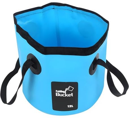 VINSPIRE Collapsible Folding Bucket 12L - Portable Foldable Water Container for Camping, Fishing, Outdoor, Plumbing - Leak-Proof Reinforced Bucket Bag for Foot Soaking, Car Wash, Gardening