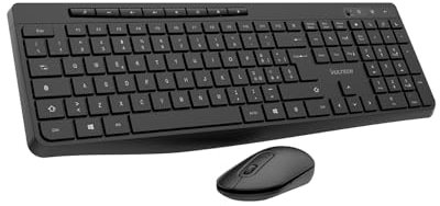 VulTech KM-841W Kit Tastiera e Mouse Wireless silenziosi layout italiano QWERTY. Design slim, Tastierino numerico, 12 tasti multimediali, protezione liquidi, PC/Laptop, Windows/Mac/Linux, Nero