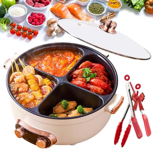 Olla multifuncional de gran capacidad de 5/6/7L, olla caliente eléctrica de 4 rejillas, ollas Wonder todo en uno con 4 sabores, control de temperatura separado de doble cara, ahorra tiempo (4 rejillas