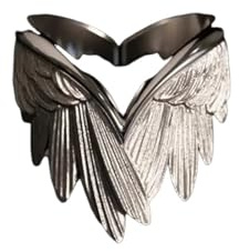 ZFHTJEKNCS Retro Engel Flügel Ring Für Frauen Silber Farbe Punk Gothic Verstellbarer Offener Ring Handgemachter Designer Schmuck Unisex Accessoires Geschenk