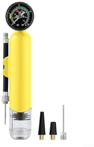 Mini-Luftpumpe mit Echtzeit-Manometer für Sportball-Enthusiasten (Gelb)