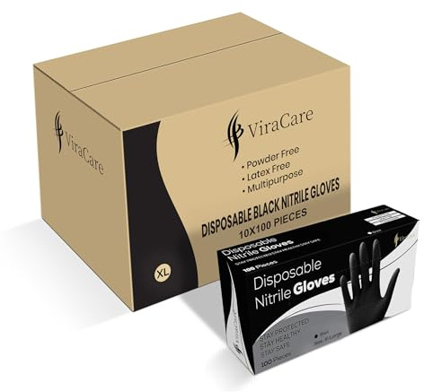 1000 x Black Disposable Gloves Extra Large | Black Nitrile Gloves Extra Large | Latex free Gloves | Powder Free Gloves | Black Gloves Disposable | Strong And Non-Sterile | (X Large)