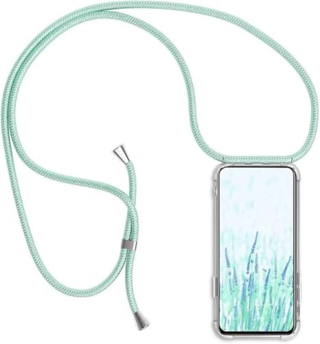 HomiTunky Handykette Handyhülle für ZTE Blade A35E mit Band - Handy-Kette Handy Hülle mit Kordel zum Umhängen Handyanhänger Halsband Lanyard Case - Transparent Schutzhülle in Grün