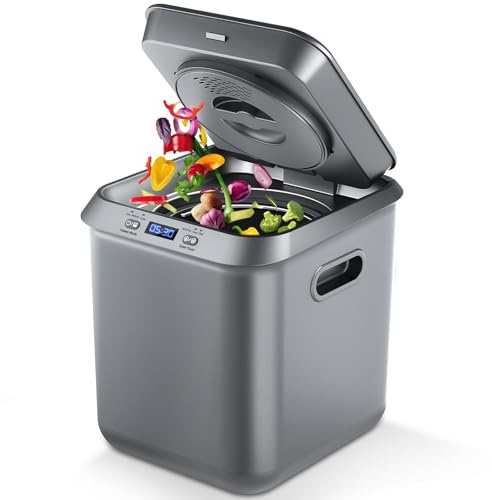 Composteur électrique, bac à compost intelligent intérieur/extérieur, inodore, auto-nettoyant, affichage LED intelligent, bac à compostage de cuisine de 2,5 L, transforme les déchets en engrais