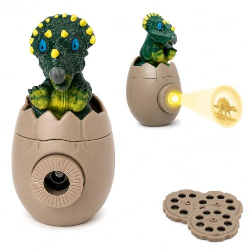 Toyana Torch Projector for Kids - Dinosaur Night Light Toy with 3 Projection Discs & 24 Images, Educational Flashlight Projector for Children Age 3+