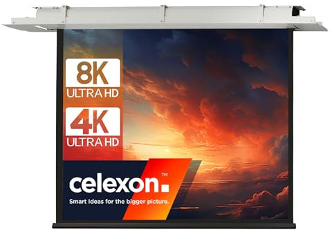 celexon Expert Deckeneinbau-Motor-Leinwand 150 | 300x225 cm 4:3 | elektrische 8K, Full-HD Einbauinstallation für Ihre Beamer-Projektionen | zur Integration in die Zimmerdecke | inkl. Wandschalter