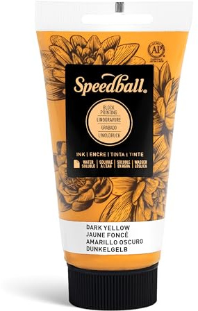 Speedball 3512 Water Soluble Block Printing Ink – Bold Color With Satin Finish AP Non-Toxic 2.5 Fl. Oz., Dark Yellow