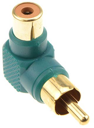 Droit Angle RCA Cinch Adaptateur Vert l'audio Fiche vers Femelle Plaqués Or Plaqué