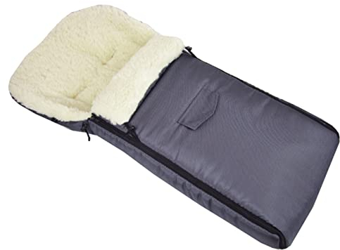 BAMBINIWELT universaler Winterfußsack (108cm), auch geeignet für Babyschale, Kinderwagen, Buggy, aus Wolle UNI (Dunkelgrau)