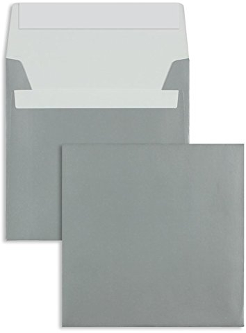 Farbige Briefhüllen | Premium | 160 x 160 mm Silber (100 Stück) mit Abziehstreifen | Briefhüllen, Kuverts, Couverts, Umschläge mit 2 Jahren Zufriedenheitsgarantie