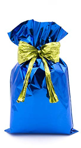 Italpak Geschenktüten, metallische Geschenktüten, einfarbig, 50 Stück, 20 x 35 cm, Blau