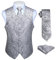 HISDERN Hommes Classique Paisley Floral Jacquard Gilet & Cravate et Gilet de Poche Gilet Ensemble, Gris, L