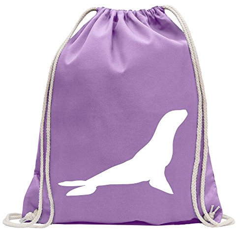 Kiwistar - Turnbeutel - lavendel - Robbe - Seehund - Antarktis - Fun Rucksack Sport Beutel Gymsack Baumwolle mit Ziehgurt