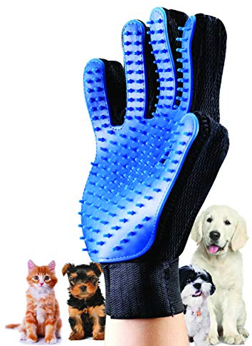 PARENCE - Gants de Toilettage Massage Chien Chat - Nettoyage de Poils d'animaux en Caoutchouc - Couleur Aléatoire (Bleu,Noir,Gris,Vert)