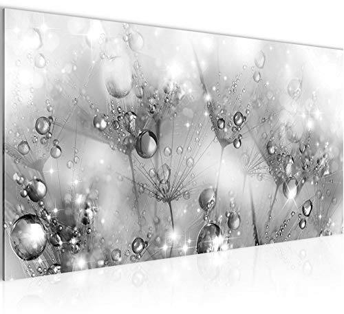 Runa Art Wandbild Pusteblume 1 Teilig 100 x 40 cm Modern Bild auf Vlies Leinwand Gräser Wohnzimmer Schlafzimmer Schwarz Weiss 020812c