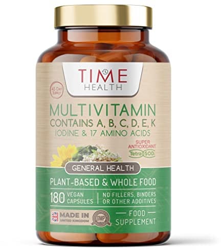 Whole Food Plant-Derived Multi Vitamin 100%+ Daily with TetraSOD® Super Antioxidant - Natural, Non-Synthetic Vitamins - Highly Bioavailable - Zero Additives - UK Manufactured (180 Capsule Pouch)