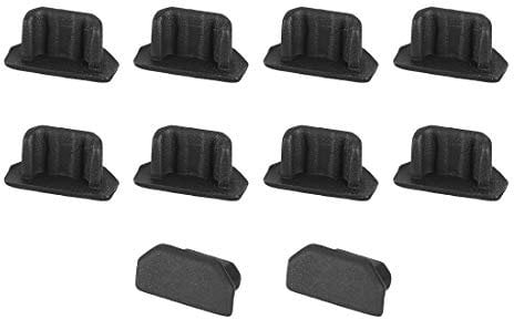 sourcing map 10pcs Silicone Micro USB Cap Port Cover Anti Dust Protector 6.5mmx2.3mm Black