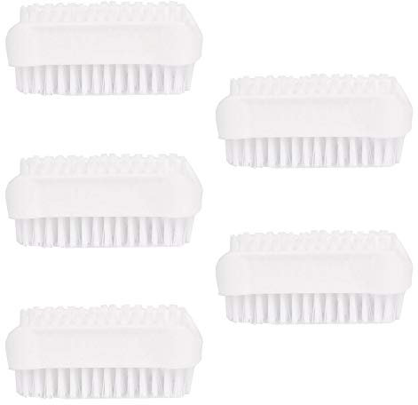 PARSA Beauty Doppelseitige Handbürste Nagelbürste – Nail Brush im Set (5 Stück Weiß) – Handwaschbürste für Bad, WC, Waschbecken, Werkstatt