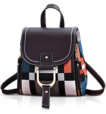 NICOLE & DORIS Rucksack für Damen, klein, Umhängetasche, Handtasche, Leder, Rucksack, coffee, L, Niedlich