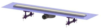 Kessel Duschrinne Linearis Compact L: 850 mm, Auslauf seitlich DN 50, Weiß, Glänzend, Acrylnitril-Butadien-Styrol (ABS), 2 Flügeltüren, Aufkleben, Minimalistisch