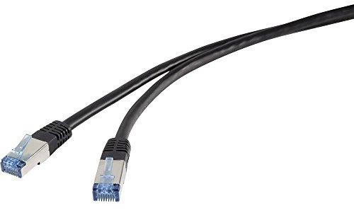 Renkforce RF-4673686 RJ45 Netzwerkkabel, Patchkabel CAT 6a S/STP 1.00m Schwarz UV-Bestaendig 3 stück