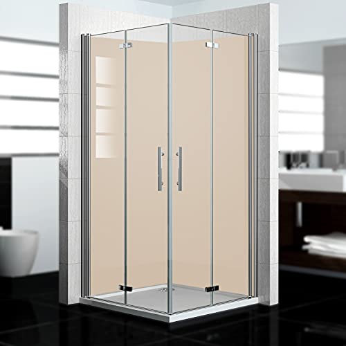 dedeco Eck-Duschrückwand wasserfest Motiv: Taupe V1, UV-Lack matt, 2 x 90x200 cm, Badrückwand, Fliesenersatz fugenlos Wandverkleidung Duschplatte Duschrückwände aus Aluminium, Made in Germany