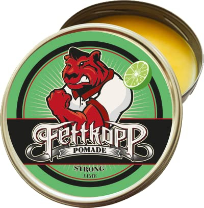 FETTKOPP POMADE - Lime - Limette-Minze/Mojito - starker Halt (firm hold) - 99g Haarwachs & Haargel Alternative Barbershop Hairstyling Herrenpomade ölbasiert Made in Germany