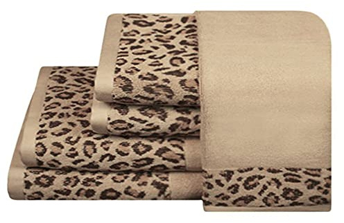 LASAHOME BAUMWOLLHANDTUCH MIT Leopard-Jacquard-Streifen (33x50cm)