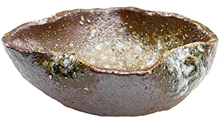 Wazakura Shigaraki Serie handgefertigte Bonsai Schale in Blattform, Keramik, mit Ablaufloch, 15 cm, Hergestellt in Japan, für den Garten, japanischer Blumentopf, Sukkulentenschüssel – Braun