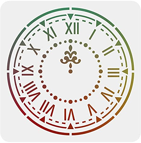 FINGERINSPIRE Uhr Schablonenvorlage 30x30cm Quadratisch Verzierte Uhr Malerei Schablonenvorlage Wiederverwendbare DIY Schablonenvorlage Für Wohnkultur (Weiß)