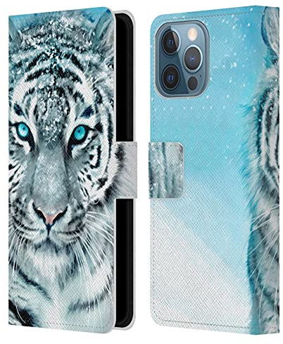 Head Case Designs Offizielle Zugelassen Aimee Stewart Weisser Tiger Tiere Leder Brieftaschen Handyhülle Hülle Huelle kompatibel mit Apple iPhone 13 Pro Max