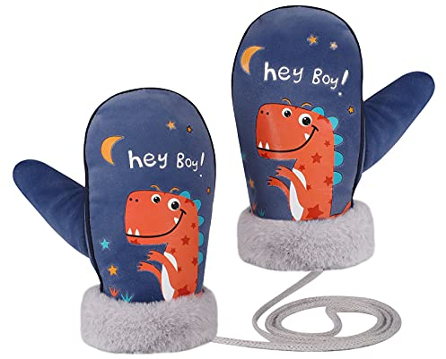 TAGVO Winter Kleinkind Fäustling Handschuhe, Fäustel für Mädchen Jungen, Wasserabweisend und Warme Baumwoll Handschuhe Wolle Gefüttert Kleinkind Strickhandschuh für Außenaktivität